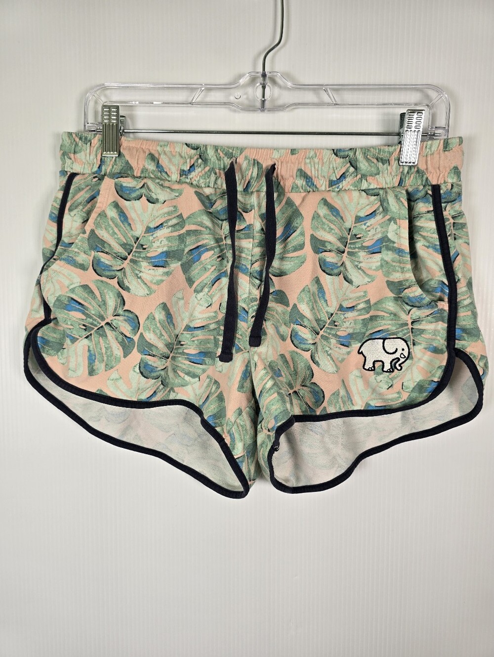Ivory Ella Monstera Palm Leaf Womens Lounge Shorts Pink & Green Size M Pockets